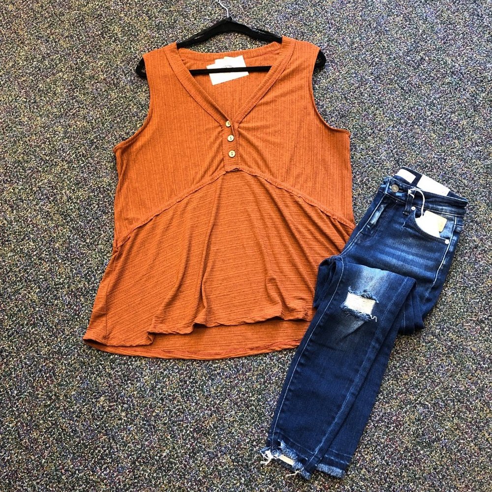 Rust Boho Tank Top